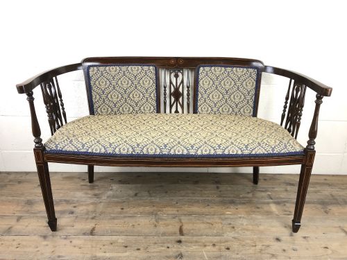 fig 1. Antique Edwardian Mahogany Inlaid Parlour Sofa