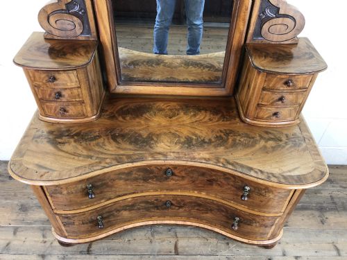 fig 2. Antique 19th Century Concave Mahogany Dressing Table 