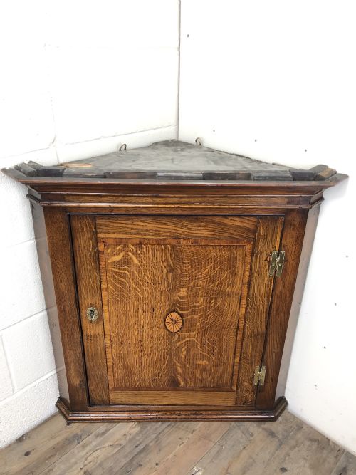 Antique Georgian Oak Hanging Corner Cupboard