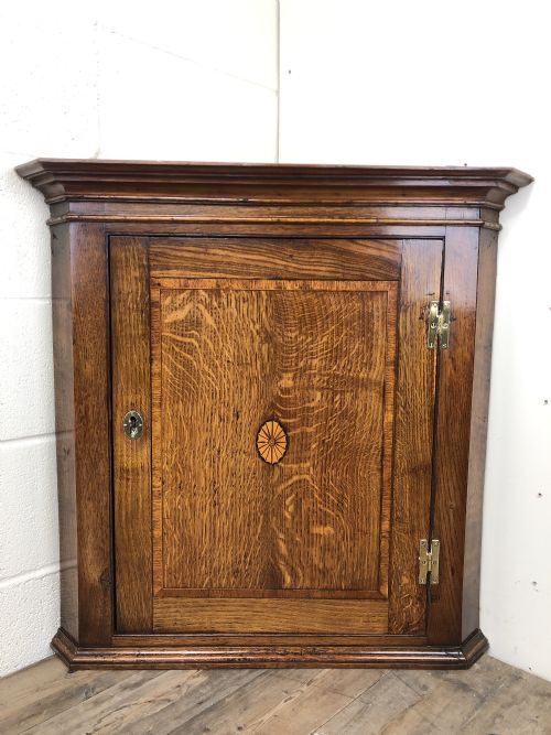 fig 1. Antique Georgian Oak Hanging Corner Cupboard