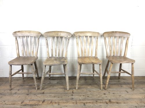 Set of Four Antique Farmhouse Kitchen Chairs