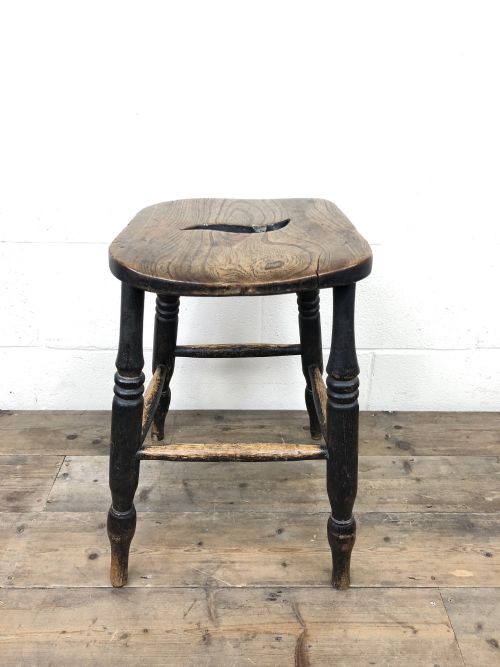 Antique 19th Century Elm Country Made Stool