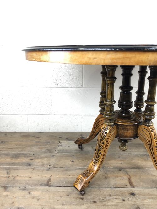 fig 1. Victorian Walnut and Mixed Woods Inlaid Centre Table