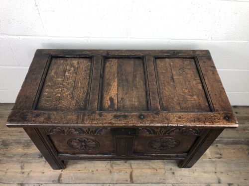 fig 1. Small 18th Century Carved Oak Coffer