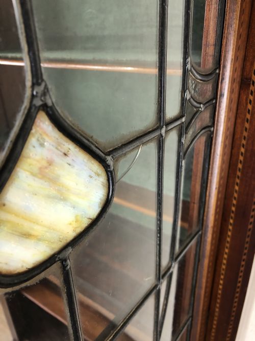 fig 1. Antique Arts & Crafts Glazed Mahogany Display Cabinet