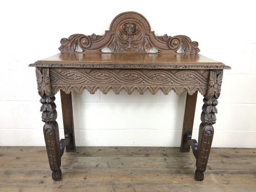 Late Victorian Carved Oak Console Table