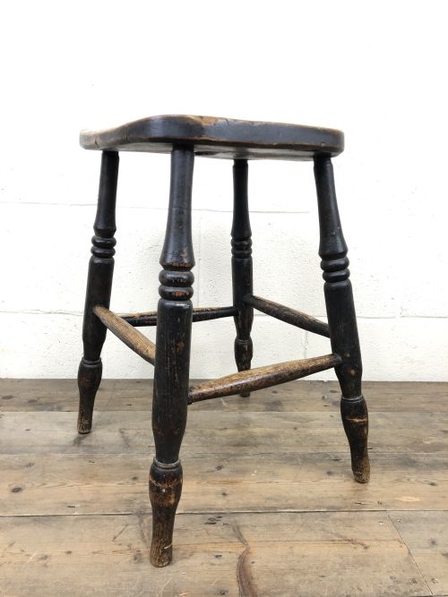 fig 1. Antique 19th Century Elm Country Made Stool