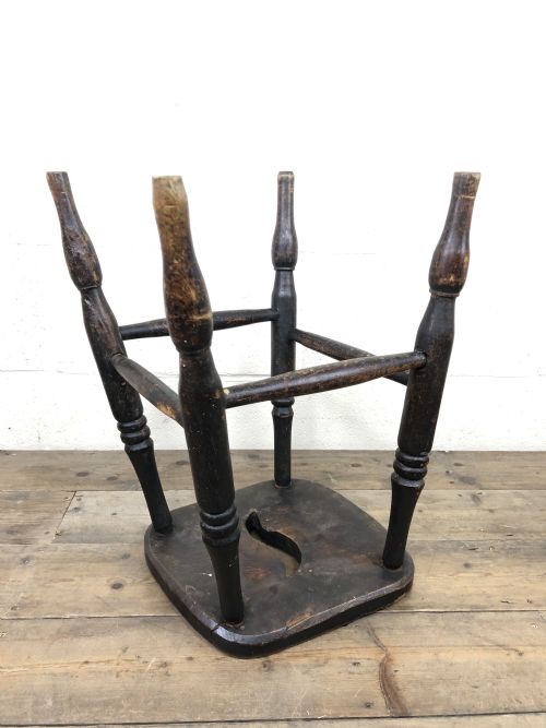 fig 2. Antique 19th Century Elm Country Made Stool