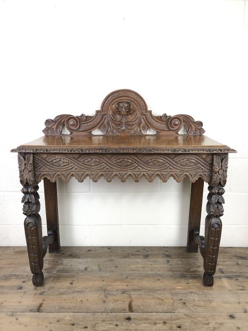 Late Victorian Carved Oak Console Table
