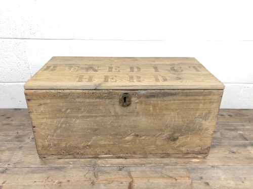Small Rustic Antique Pine Storage Trunk