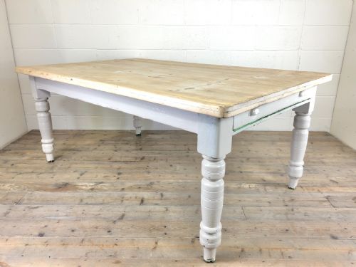 Large Antique Pine Farmhouse Kitchen Table