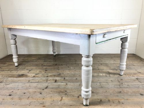 fig 1. Large Antique Pine Farmhouse Kitchen Table