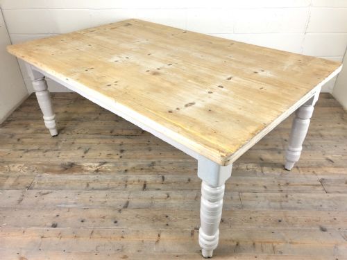 fig 2. Large Antique Pine Farmhouse Kitchen Table