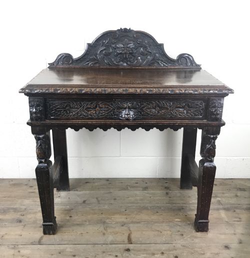 Victorian Carved Oak Green Man Side Table