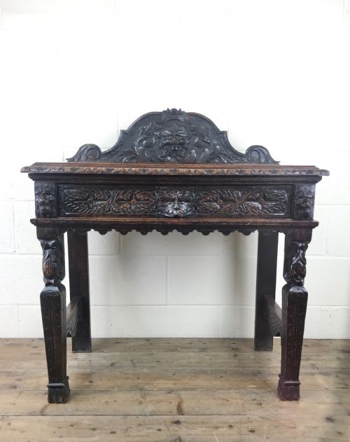 fig 1. Victorian Carved Oak Green Man Side Table