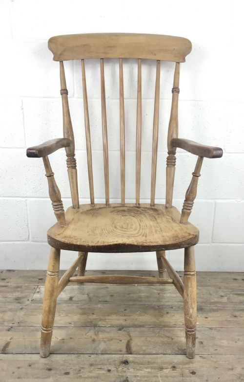 Antique Beech and Elm Farmhouse Windsor Armchair