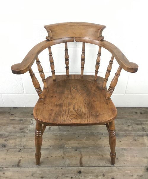 fig 1. Antique Beech and Elm Smoker’s Bow Armchair
