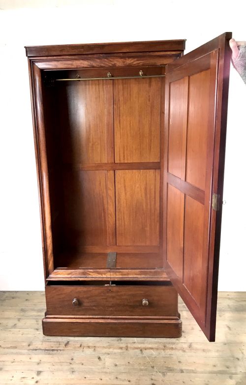 fig 1. Large Victorian Single Door Mahogany Wardrobe with Mirror