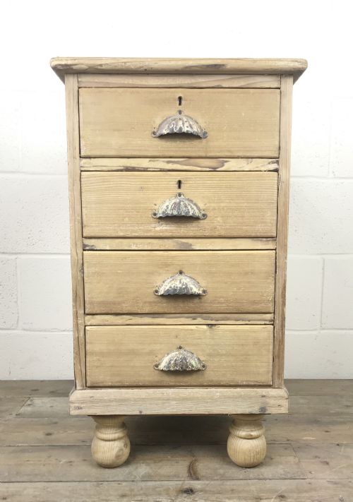Small Antique Pine Chest of Four Drawers