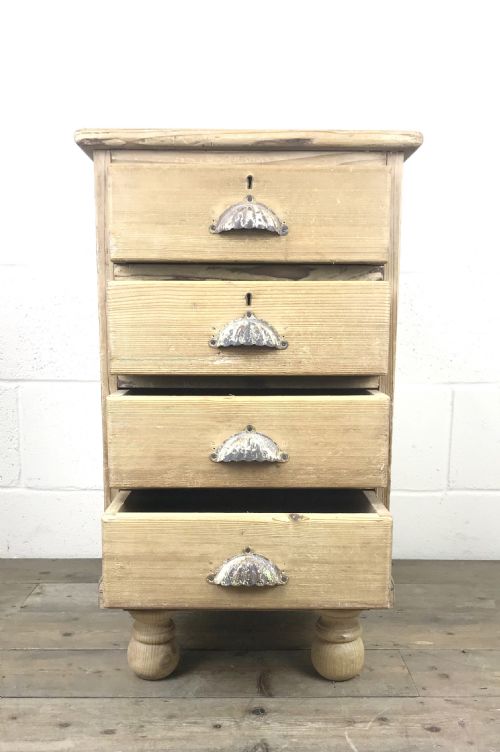fig 1. Small Antique Pine Chest of Four Drawers