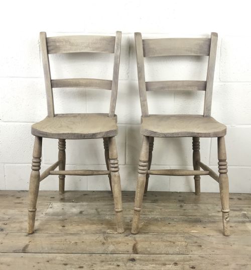 Pair of Antique Bar Back Farmhouse Chairs