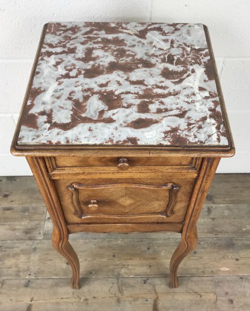 fig 1. French Walnut and Marble Bedside Cupboard