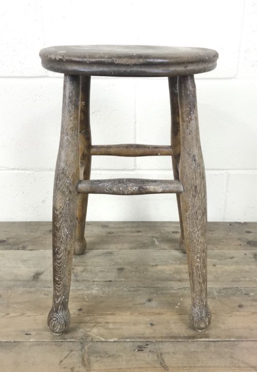 Antique 19th Century Elm Farmhouse Stool