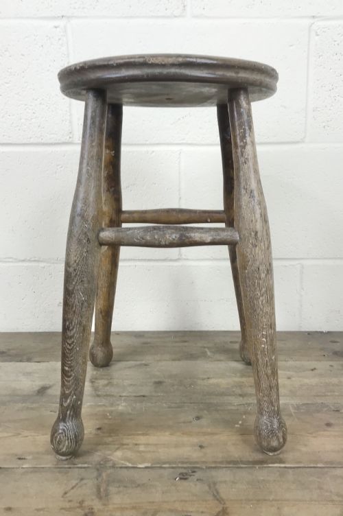 fig 1. Antique 19th Century Elm Farmhouse Stool