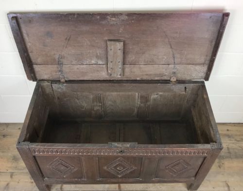 fig 2. Antique 18th Century Carved Oak Coffer