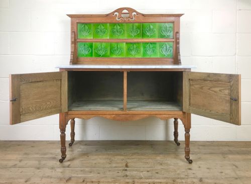 fig 2. Antique Edwardian Oak and Marble Washstand