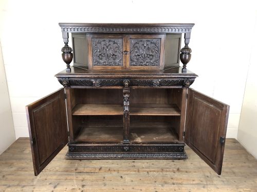 fig 1. Antique 19th Century Carved Oak Court Cupboard