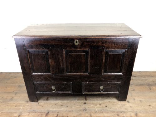 Antique 18th Century Oak Coffer Mule Chest