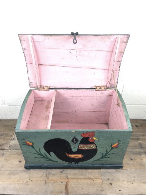 fig 1. Decorative Antique Painted Pine Dome Top Trunk
