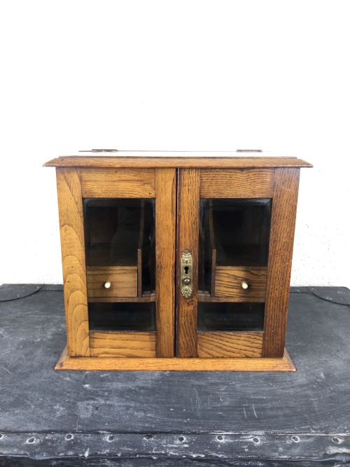 Antique Oak Glazed Smokers Cabinet