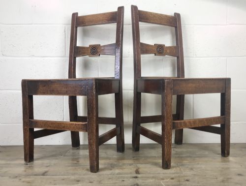 fig 2. Pair of Antique Oak Bar Back Farmhouse Chairs
