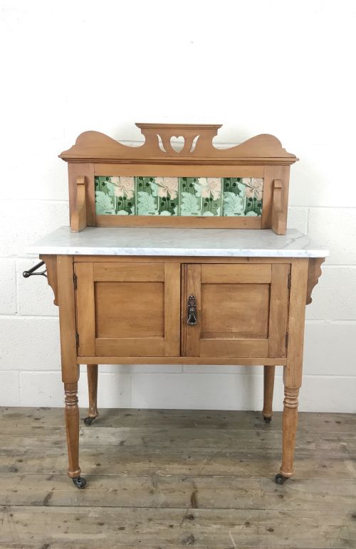 fig 1. Antique Marble Top Washstand Cupboard