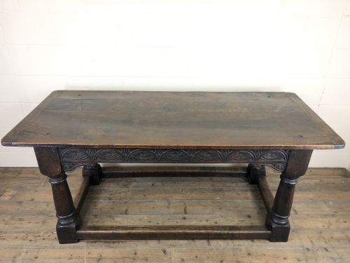 fig 1. Antique Oak Refectory Table with Plank Top