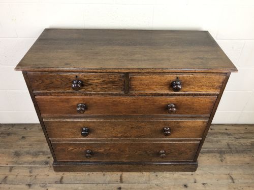 fig 1. 19th Century Antique Oak Chest of Drawers