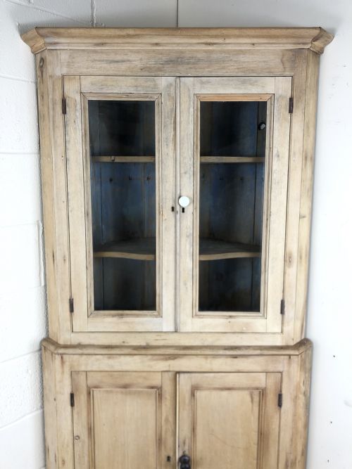fig 2. Victorian Stripped Pine Corner Cupboard with Glazed Top