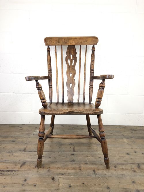 Antique Beech and Elm Windsor Armchair