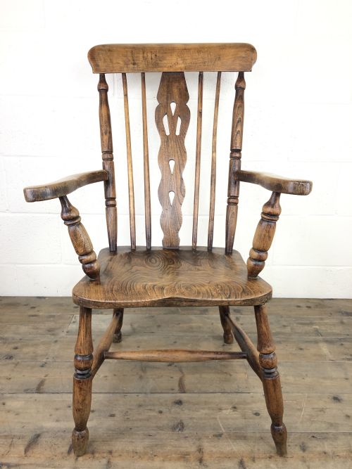 fig 1. Antique Beech and Elm Windsor Armchair