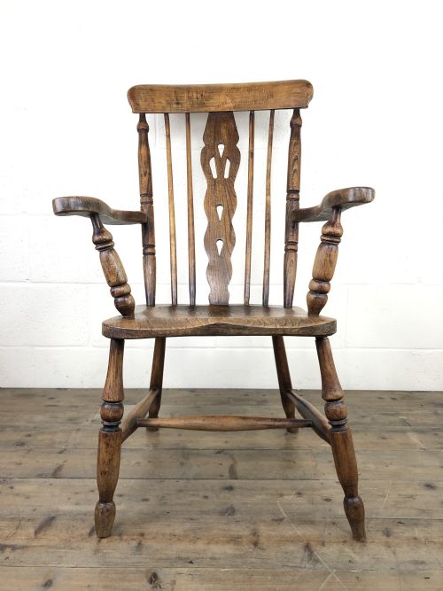 fig 2. Antique Beech and Elm Windsor Armchair