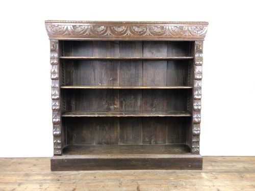Victorian Carved Oak Freestanding Open Bookcase