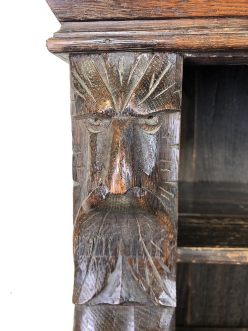 fig 2. Victorian Carved Oak Freestanding Open Bookcase