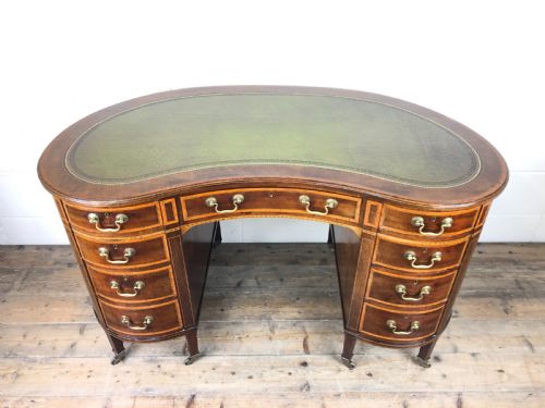 fig 1. Edwardian Inlaid Mahogany Kidney Shaped Kneehole Desk