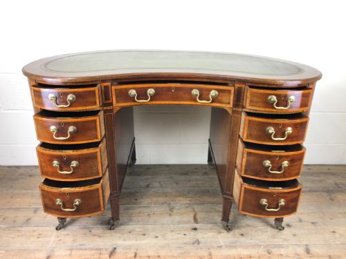 fig 1. Edwardian Inlaid Mahogany Kidney Shaped Kneehole Desk