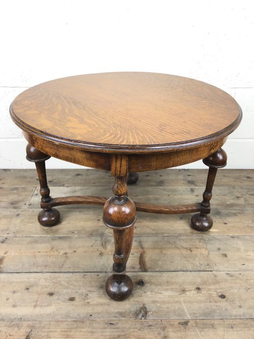 fig 1. Early 20th Century Antique Oak Circular Occasional Table
