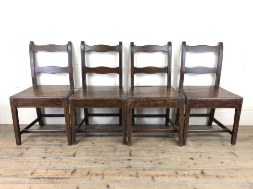 Set of Four 19th Century Oak Farmhouse Chairs