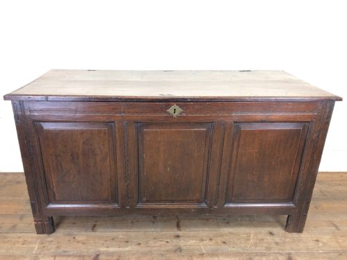 Antique 18th Century Oak Coffer with Panel Front
