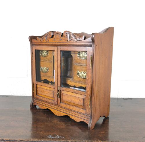Antique Edwardian Oak Smoker’s Cabinet